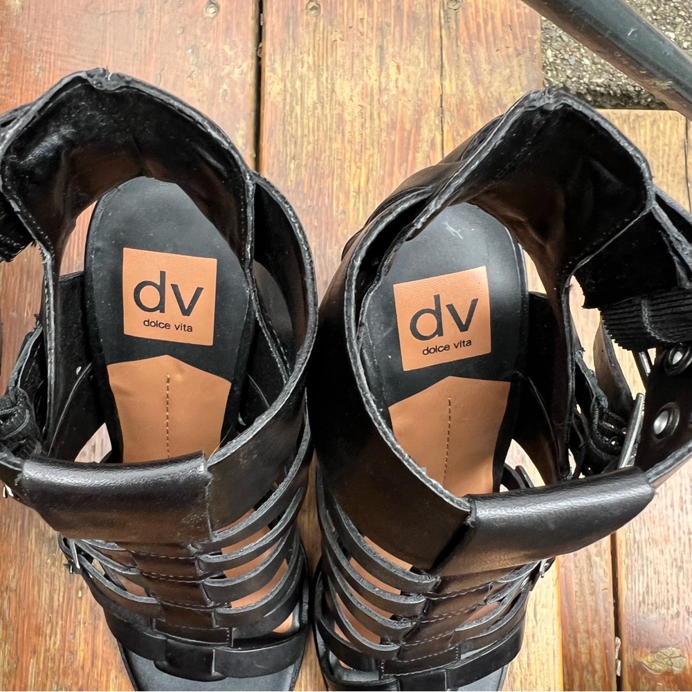 DOLCE VITA PAITYN STRAPPY BLACK LEATHER SANDALS SIZE 7.5 - Picture 10 of 14